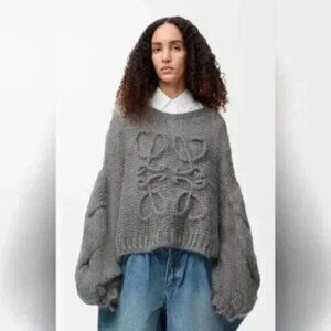NWOT ！Loewe Anagram open-knit mohair-blend sweater